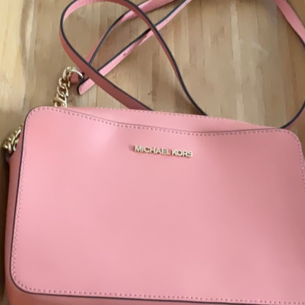 Michael Kors Pink Crossbody Bag with Silver Hardware